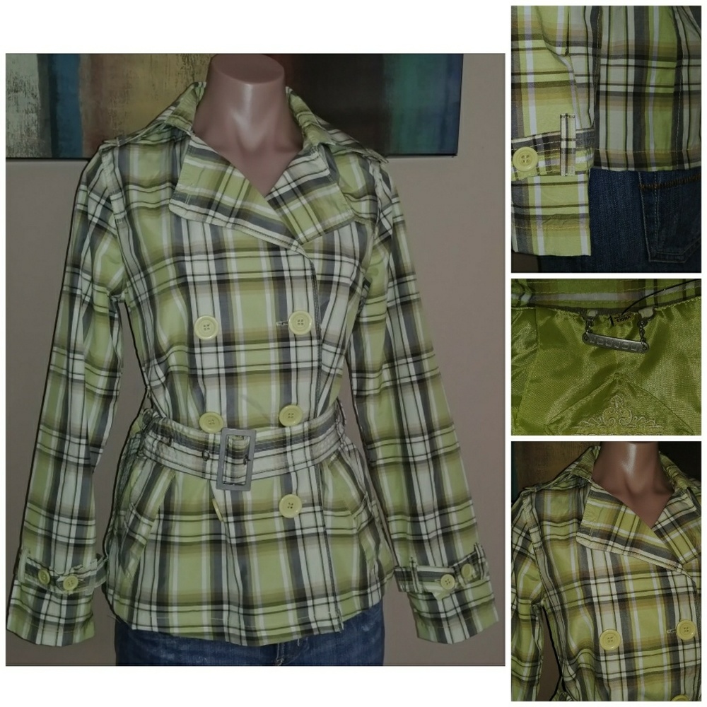 3/$50 JOU JOU PLAID DOUBLE BREAST JACKETBELT